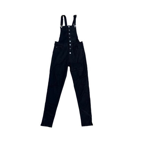 Kancan Skinny Button Front Overalls Denim Stretch 90s Black Women Small NWT - Picture 2 of 6